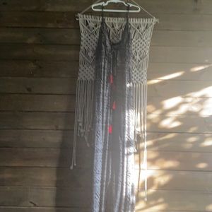 Black and white Maxi with red tassels